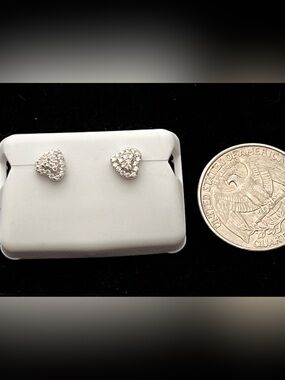 0.50 CTW Moissanite Heart Cluster Stud Earrings | 925 Sterling Silver